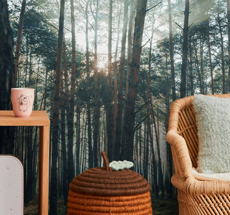 Forest wall mural serene pine grove - TenStickers