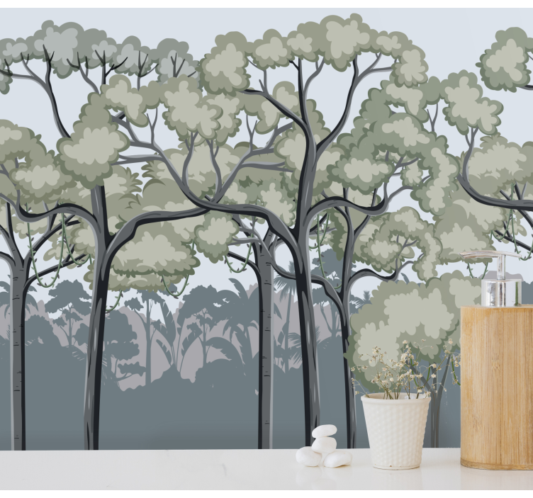 Forest wall mural serene tree canopy - TenStickers