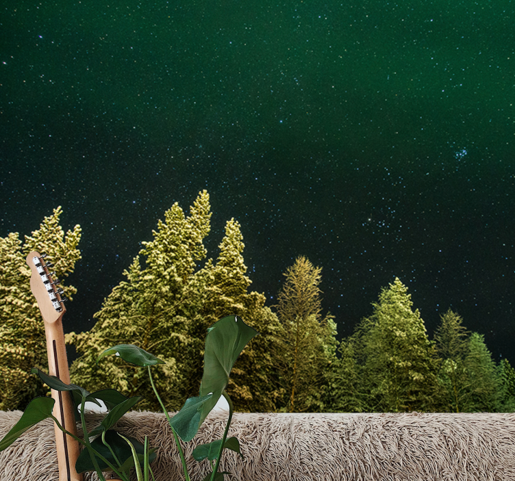 Forest wall mural starry pine forest - TenStickers