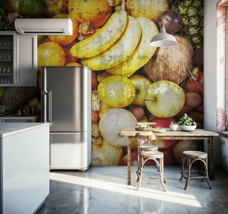 Fruit on the ground stone wall mural - TenStickers