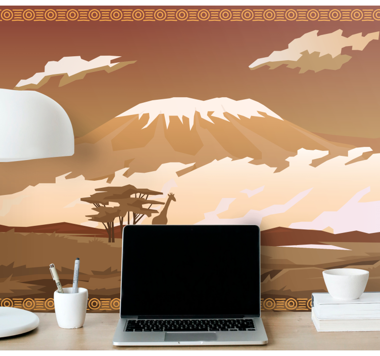 Hand drawing mountain african wall mural - TenStickers