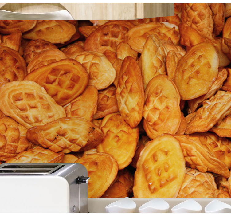 Golden pastries delight wall mural kitchen - TenStickers