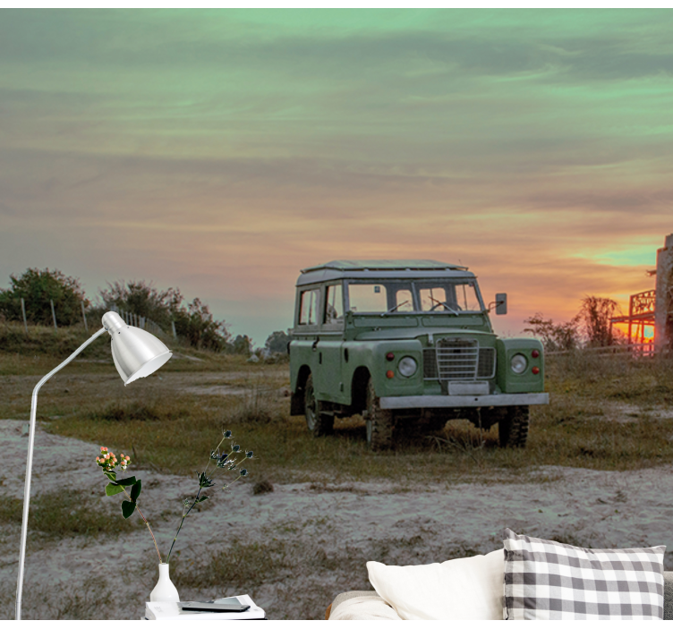 Green Classic Car wall mural vehicle - TenStickers