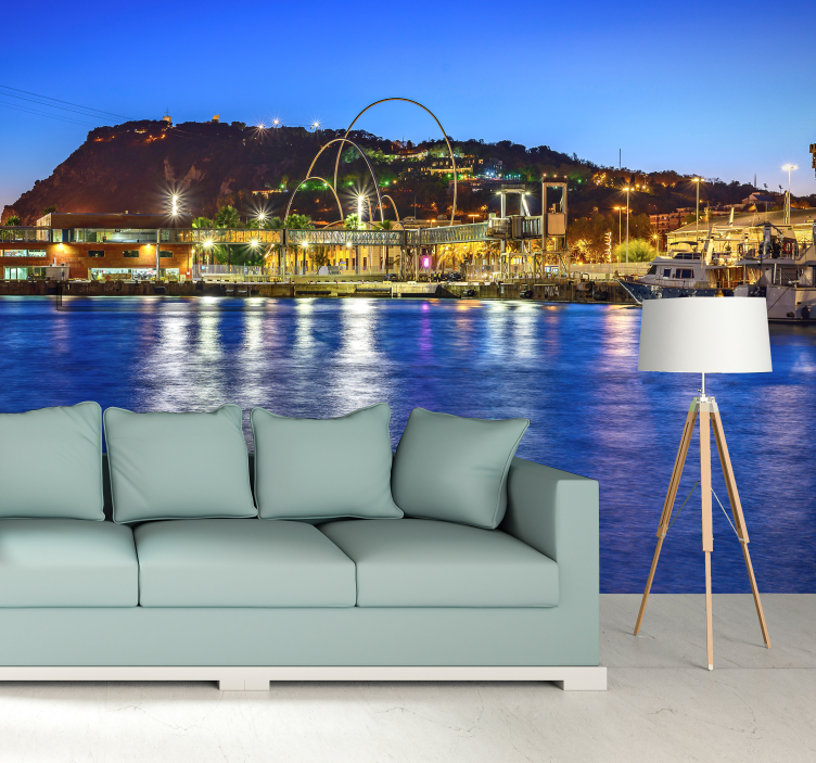 Harborside Evening Lights barcelona wall mural - TenStickers
