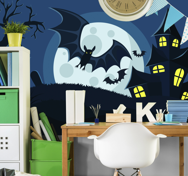 Haunted House Scene wall mural halloween - TenStickers
