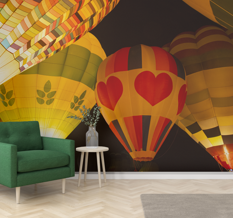 Heart Balloons Flight sky wall mural - TenStickers