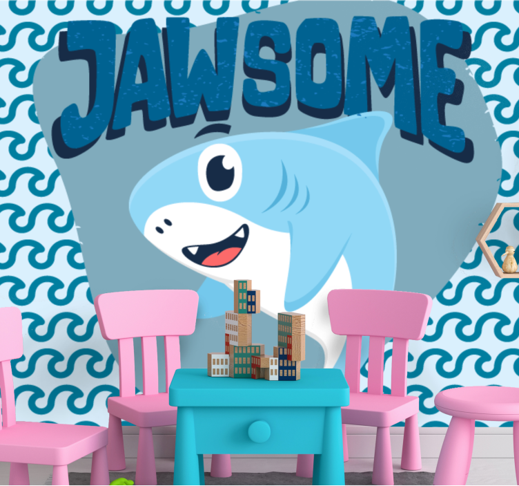 Jawsome Shark Character childrens wall mural - TenStickers