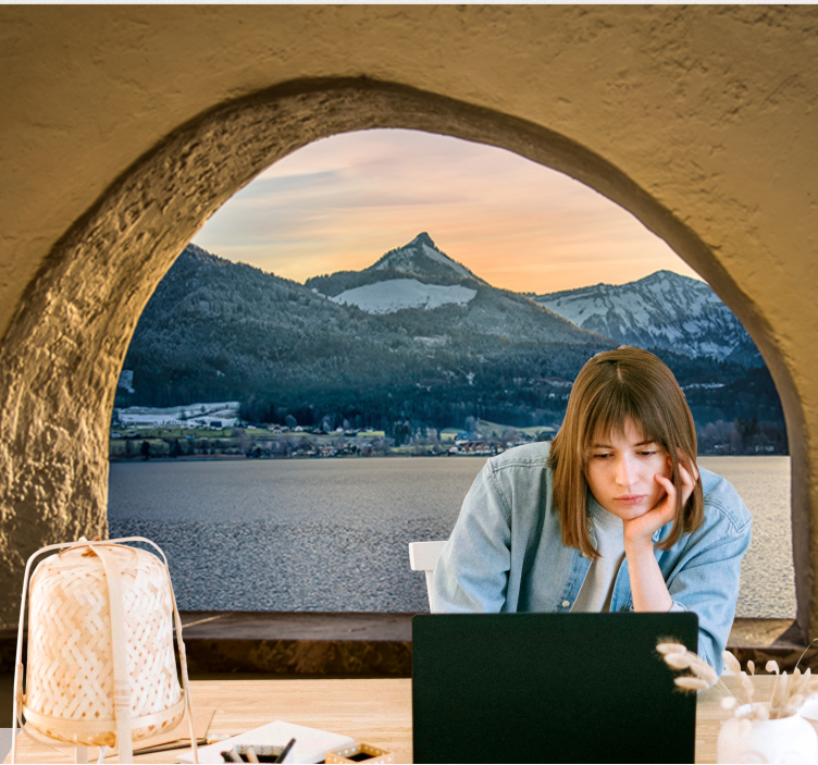 Landscape wall mural alpine lake view - TenStickers