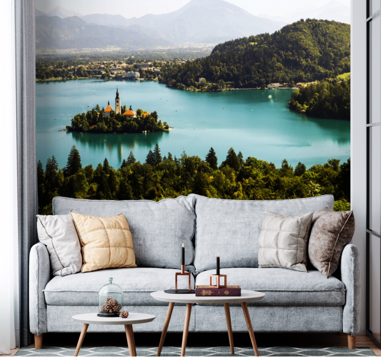 Landscape wall mural bled lake island view - TenStickers