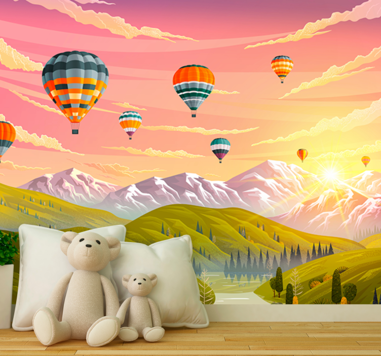 Landscape wall mural hot air balloons - TenStickers