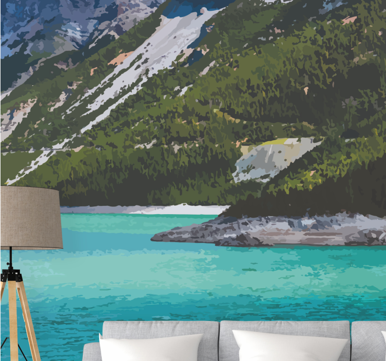 Landscape wall mural mountain lake serenity - TenStickers