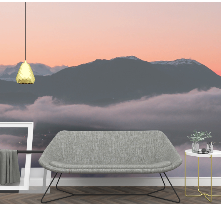 Landscape wall mural mountain sunset view - TenStickers