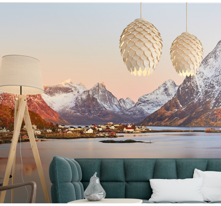 Landscape wall mural mountainous coastal calm - TenStickers
