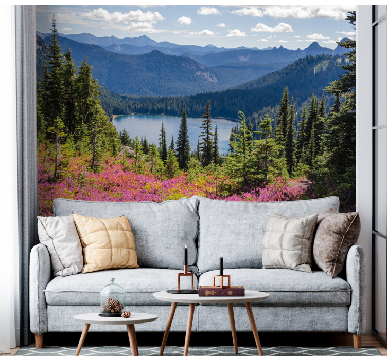 Landscape wall mural picturesque mountain lake - TenStickers