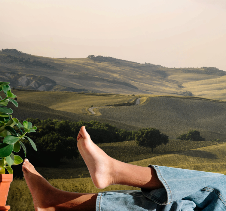 Landscape wall mural rolling hills scene - TenStickers