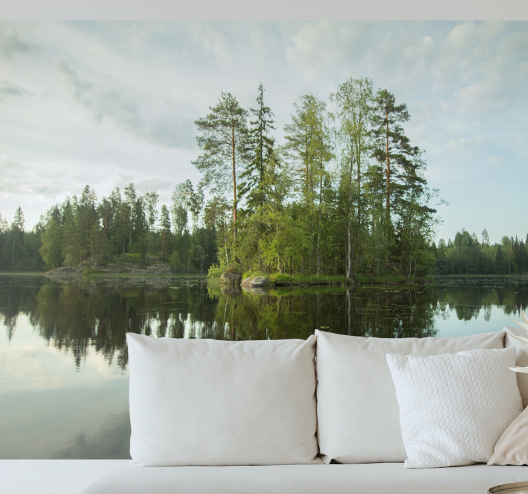 Landscape wall mural serene forest reflection - TenStickers