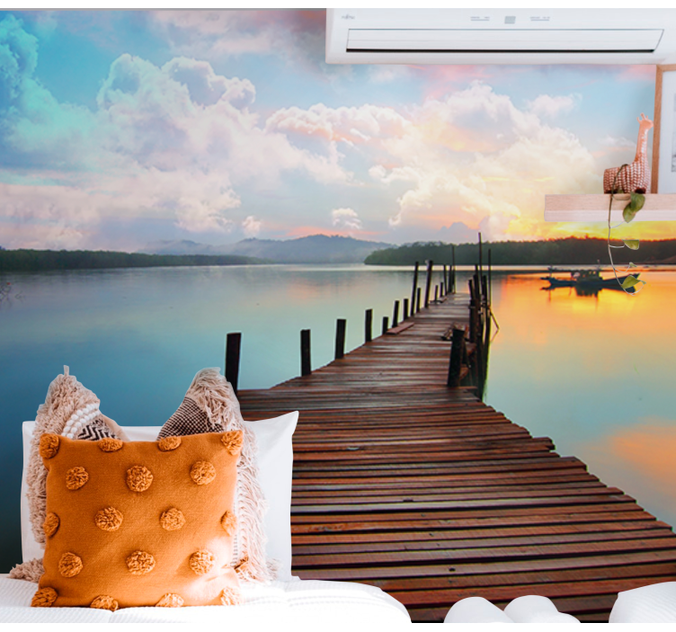 Landscape wall mural serene waterway path - TenStickers
