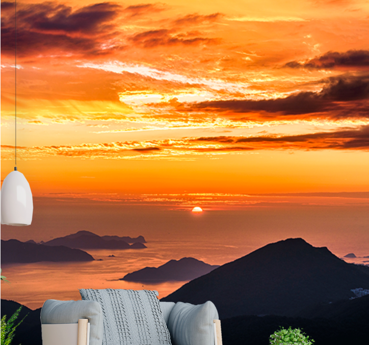 Landscape wall mural sunset over ocean - TenStickers