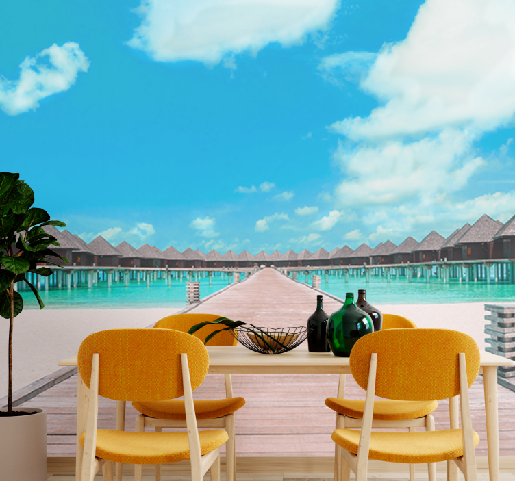 Landscape wall mural tropical dock pathway - TenStickers