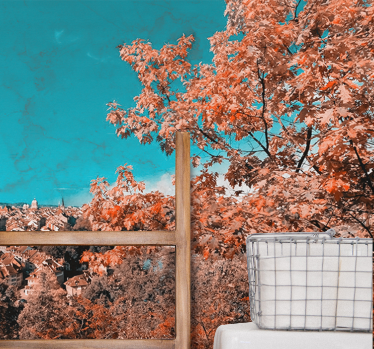 Landscape wall mural vibrant autumn scenery - TenStickers