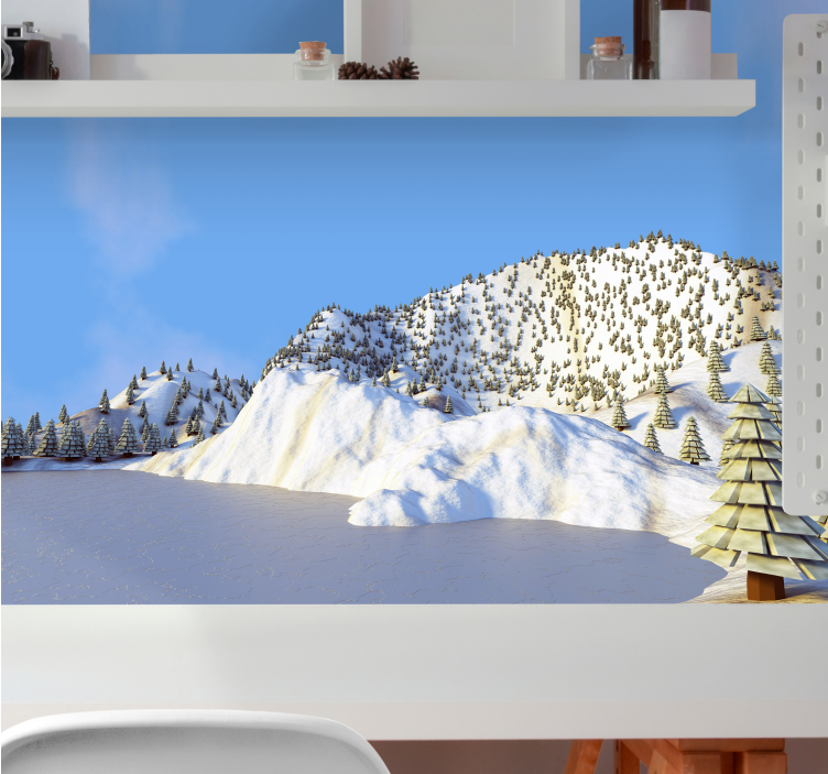 Landscape wall mural winter mountain scene - TenStickers