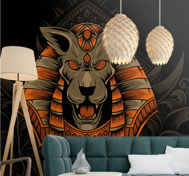 Lion wall mural fierce egyptian warrior art - TenStickers