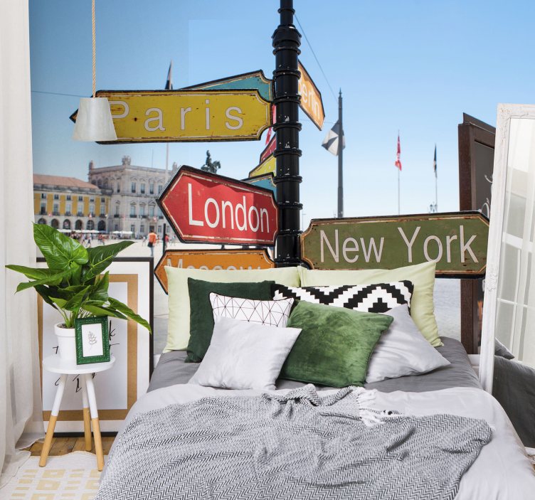 City locations wall mural - TenStickers