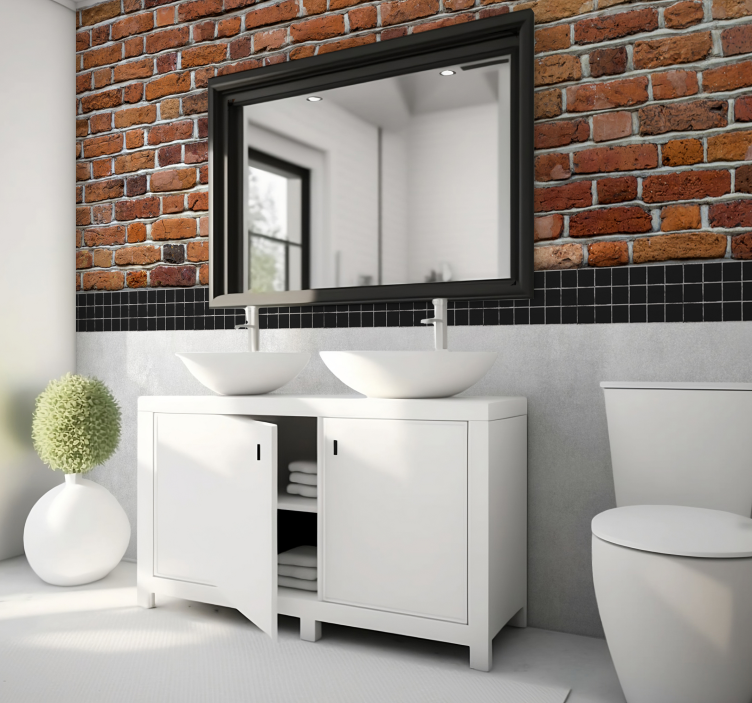 Los ladrillos con losazulejosThe bricks with tiles brick wall mur - TenStickers