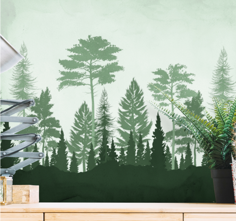 Lush evergreen forest forest wall mural - TenStickers