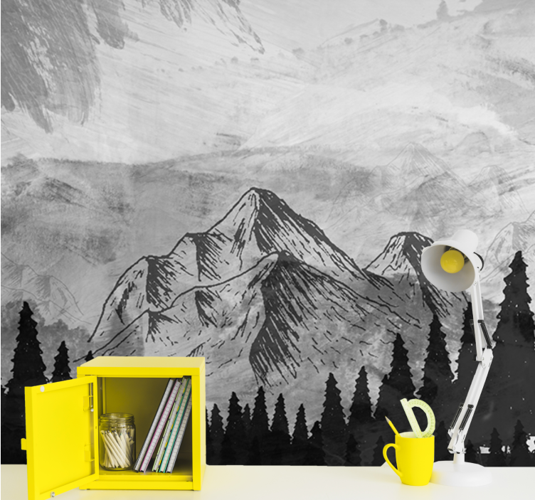 Majestic Gray Peaks wall mural mountain - TenStickers