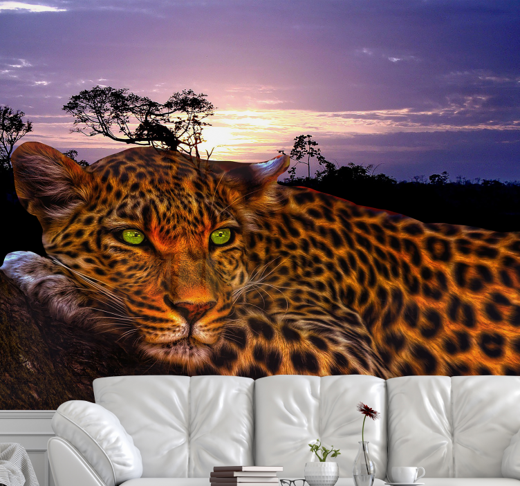 Majestic Leopard Gaze lion wall mural - TenStickers