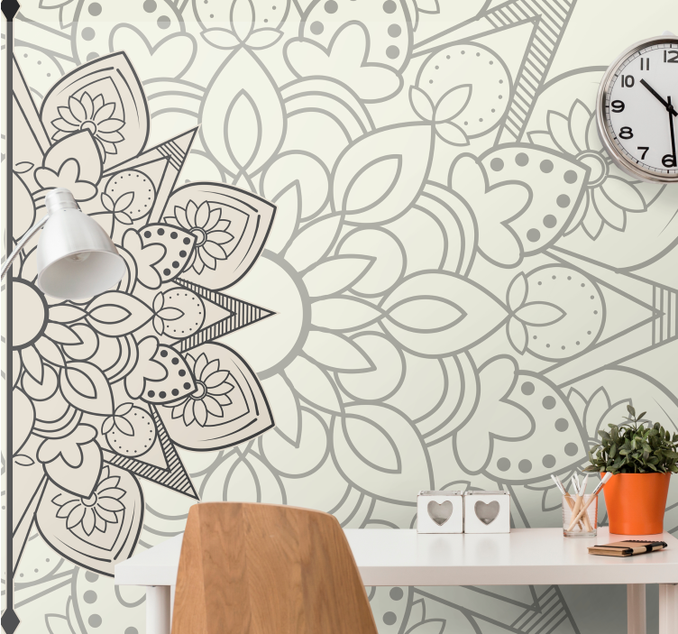 Mandala wall mural elaborate floral design - TenStickers