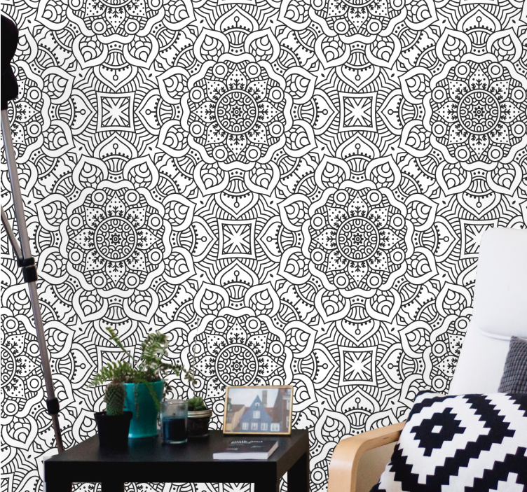 Mandala wall mural with detailed geometric patterns - TenStickers