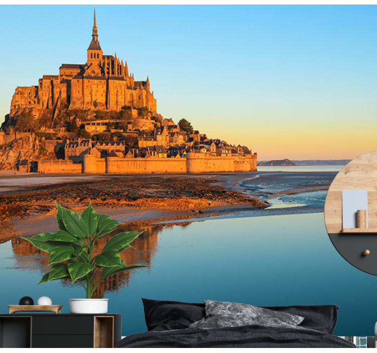 Mont Saint Michel city wall mural - TenStickers