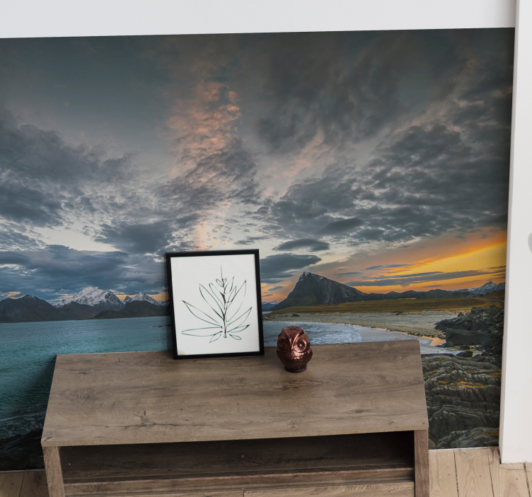 Mountain Coastal View landscape wall mural - TenStickers