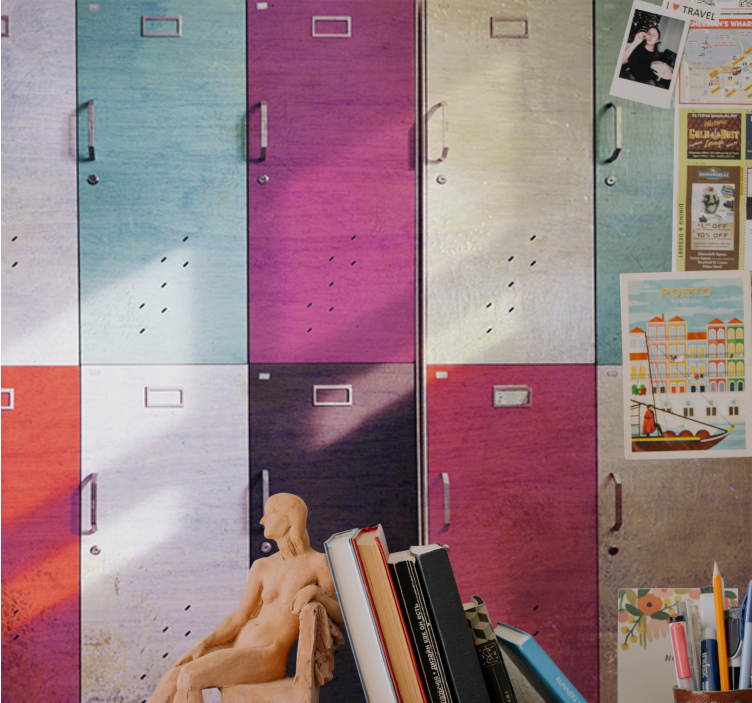 Music wall mural colorful locker doors design - TenStickers