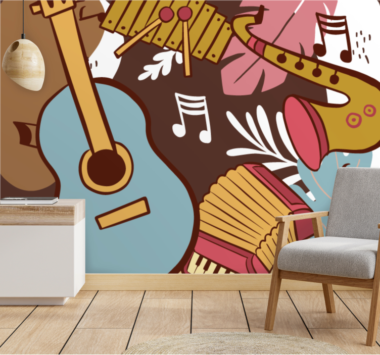 Music wall mural musical instruments display - TenStickers