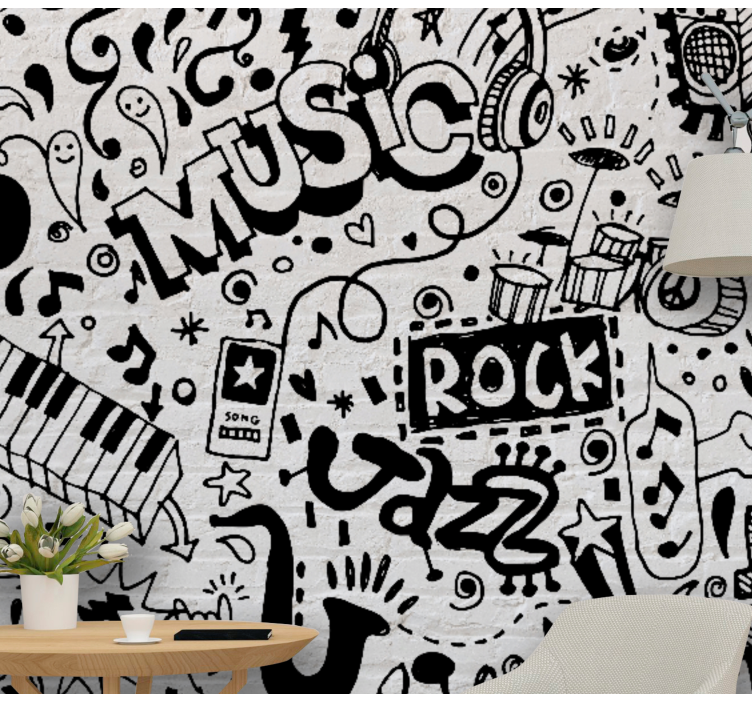 Music wall mural musical vibes art - TenStickers