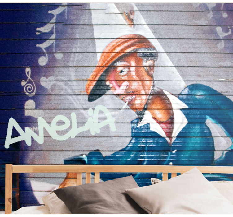 Musician with Hat graffiti wall mural - TenStickers
