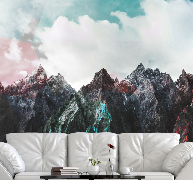 Painted colourful Mountain wall mural - TenStickers