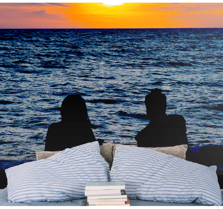 People wall mural couple enjoying sunset - TenStickers