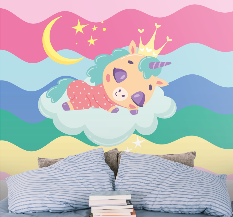 People wall mural of a dreaming unicorn fantasy - TenStickers