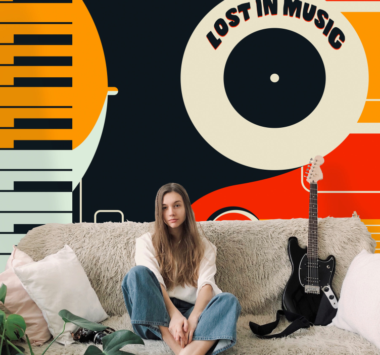 Piano retro design music wall mural - TenStickers