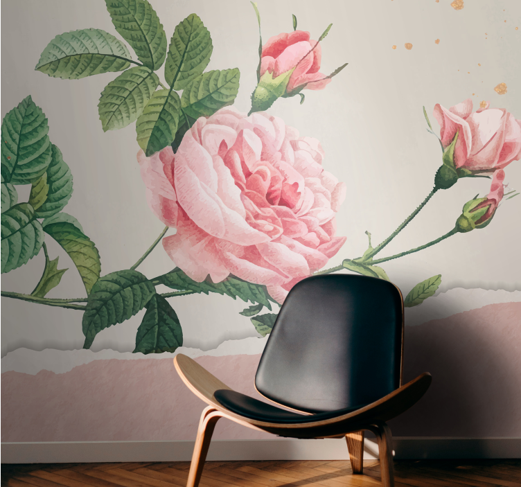 Pink rose bouquet flower wall mural - TenStickers