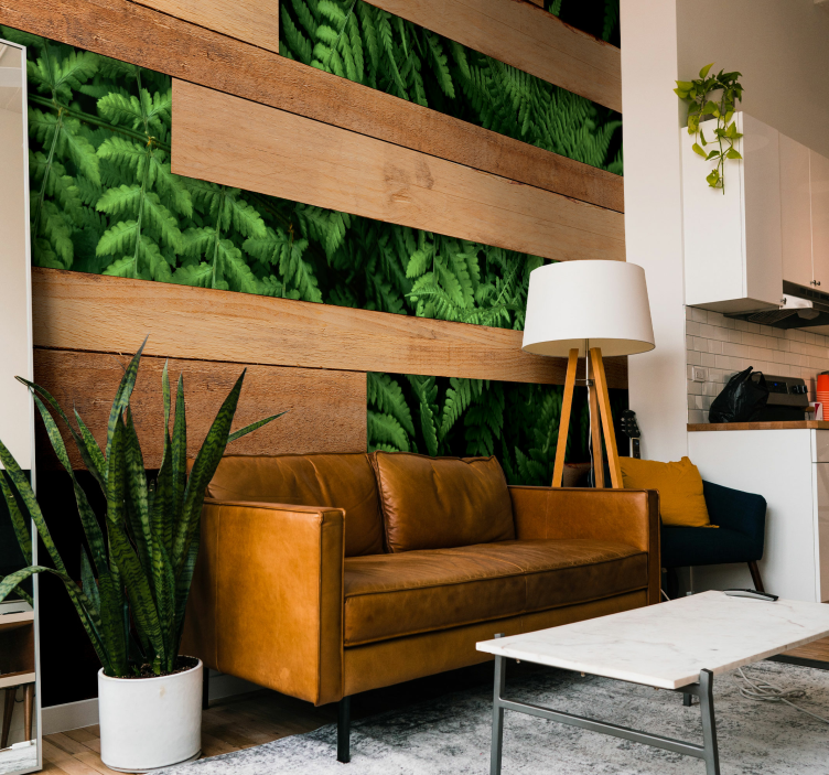 plant wall Wood Wall Mural - TenStickers