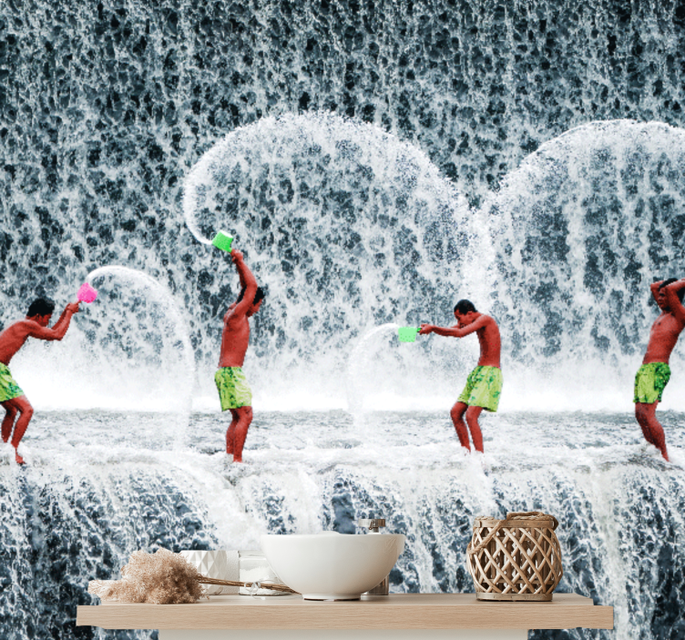 Playful water splash people wall mural - TenStickers
