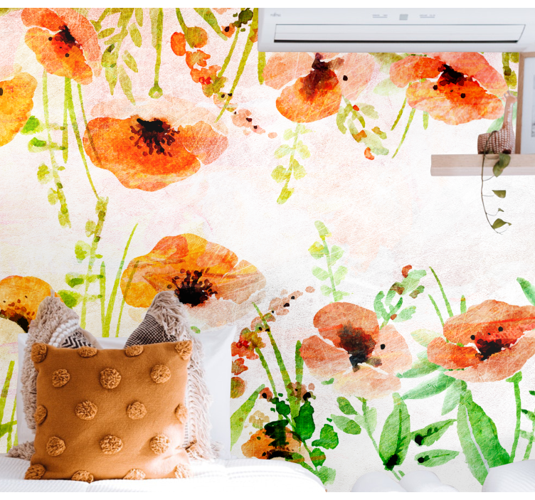 Poppy wall mural bright poppy flowers - TenStickers