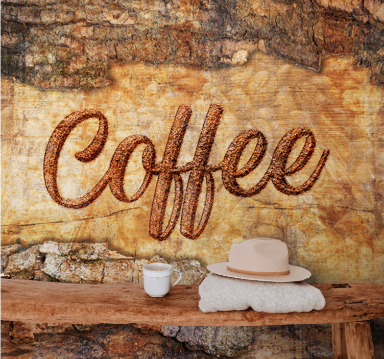 Quote wall mural coffee textured design - TenStickers