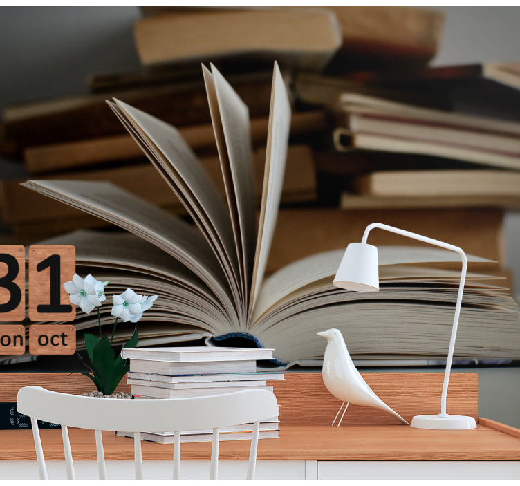 Quote wall mural open book setting - TenStickers