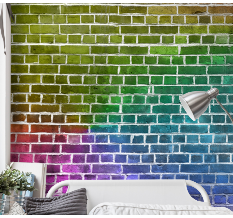 Rainbow brick pattern texture wall mural - TenStickers
